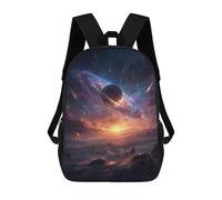 sinyumoney 3D Printed 17inch Backpacks Galactic Sunset with Rings Children Backpacks Kids School Backpack Cute Travel Bags Outdoor Casual Daypack for Boys