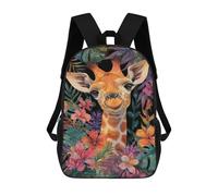 sinyumoney 3D Printed 17inch Backpacks Giraffe in Tropical Flowers Children Backpacks Kids School Backpack Cute Travel Bags Outdoor Casual Daypack for Boys