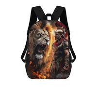sinyumoney 3D Printed 17inch Backpacks Gladiator Vs. Lion Epic Battle -1 Children Backpacks Kids School Backpack Cute Travel Bags Outdoor Casual Daypack for Boys