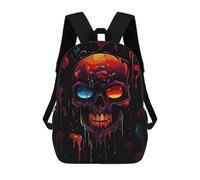 sinyumoney 3D Printed 17inch Backpacks Glowing Skull Artwork-1 Children Backpacks Kids School Backpack Cute Travel Bags Outdoor Casual Daypack for Boys