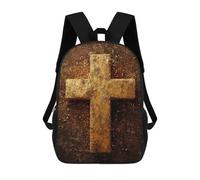 sinyumoney 3D Printed 17inch Backpacks Golden Cross Wall Art Children Backpacks Kids School Backpack Cute Travel Bags Outdoor Casual Daypack for Boys
