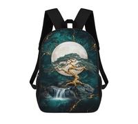 sinyumoney 3D Printed 17inch Backpacks Golden Tree Moonlit Waterfall Children Backpacks Kids School Backpack Cute Travel Bags Outdoor Casual Daypack for Boys