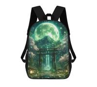 sinyumoney 3D Printed 17inch Backpacks Green Mystic Torii Gate Children Backpacks Kids School Backpack Cute Travel Bags Outdoor Casual Daypack for Boys