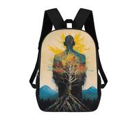 sinyumoney 3D Printed 17inch Backpacks Grounded Like A Tree Zen Children Backpacks Kids School Backpack Cute Travel Bags Outdoor Casual Daypack for Boys