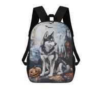 sinyumoney 3D Printed 17inch Backpacks Halloween Wolf Painting Artwork-1 Children Backpacks Kids School Backpack Cute Travel Bags Outdoor Casual Daypack for Boys
