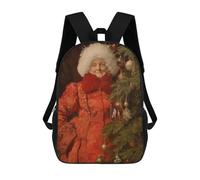sinyumoney 3D Printed 17inch Backpacks Happy Mrs Claus Xmas Children Backpacks Kids School Backpack Cute Travel Bags Outdoor Casual Daypack for Boys