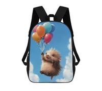 sinyumoney 3D Printed 17inch Backpacks Hedgehog Balloon Flight Children Backpacks Kids School Backpack Cute Travel Bags Outdoor Casual Daypack for Boys