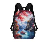 sinyumoney 3D Printed 17inch Backpacks Japanese Pagoda Landscape Children Backpacks Kids School Backpack Cute Travel Bags Outdoor Casual Daypack for Boys
