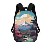 sinyumoney 3D Printed 17inch Backpacks Japanese Pagoda Sunset Scene Children Backpacks Kids School Backpack Cute Travel Bags Outdoor Casual Daypack for Boys