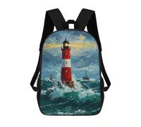 sinyumoney 3D Printed 17inch Backpacks Lighthouse in Stormy Sea Children Backpacks Kids School Backpack Cute Travel Bags Outdoor Casual Daypack for Boys