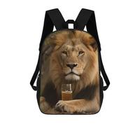 sinyumoney 3D Printed 17inch Backpacks Lion Drinking Beer Children Backpacks Kids School Backpack Cute Travel Bags Outdoor Casual Daypack for Boys