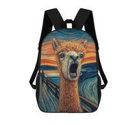 sinyumoney 3D Printed 17inch Backpacks Llama Art Print, Scream Style Children Backpacks Kids School Backpack Cute Travel Bags Outdoor Casual Daypack for Boys