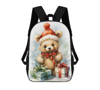 sinyumoney 3D Printed 17inch Backpacks Merry Tiny Bear Xmas Children Backpacks Kids School Backpack Cute Travel Bags Outdoor Casual Daypack for Boys