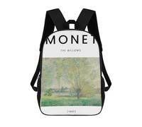 sinyumoney 3D Printed 17inch Backpacks Monet The Willows Children Backpacks Kids School Backpack Cute Travel Bags Outdoor Casual Daypack for Boys