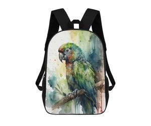 sinyumoney 3D Printed 17inch Backpacks Parrot Watercolor Children Backpacks Kids School Backpack Cute Travel Bags Outdoor Casual Daypack for Boys