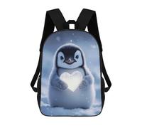 sinyumoney 3D Printed 17inch Backpacks Penguin Holding Heart Children Backpacks Kids School Backpack Cute Travel Bags Outdoor Casual Daypack for Boys