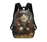 sinyumoney 3D Printed 17inch Backpacks Pirate Cat Treasure Chest Children Backpacks Kids School Backpack Cute Travel Bags Outdoor Casual Daypack for Boys