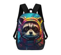 sinyumoney 3D Printed 17inch Backpacks Raccoon Astronaut Space Suit-7 Children Backpacks Kids School Backpack Cute Travel Bags Outdoor Casual Daypack for Boys