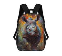 sinyumoney 3D Printed 17inch Backpacks Rhino Painting Children Backpacks Kids School Backpack Cute Travel Bags Outdoor Casual Daypack for Boys