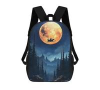 sinyumoney 3D Printed 17inch Backpacks Santas Night Flight Christmas Children Backpacks Kids School Backpack Cute Travel Bags Outdoor Casual Daypack for Boys