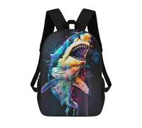 sinyumoney 3D Printed 17inch Backpacks Shark Popart Painting Children Backpacks Kids School Backpack Cute Travel Bags Outdoor Casual Daypack for Boys