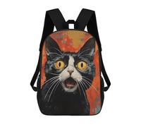 sinyumoney 3D Printed 17inch Backpacks Shocked Cat Funny Animal Children Backpacks Kids School Backpack Cute Travel Bags Outdoor Casual Daypack for Boys