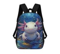 sinyumoney 3D Printed 17inch Backpacks Smiling Axolotl in Water Children Backpacks Kids School Backpack Cute Travel Bags Outdoor Casual Daypack for Boys