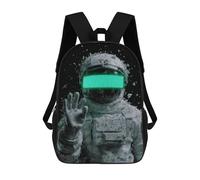 sinyumoney 3D Printed 17inch Backpacks Space Astronaut Waving Children Backpacks Kids School Backpack Cute Travel Bags Outdoor Casual Daypack for Boys
