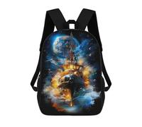 sinyumoney 3D Printed 17inch Backpacks Space Odyssey Ship Children Backpacks Kids School Backpack Cute Travel Bags Outdoor Casual Daypack for Boys