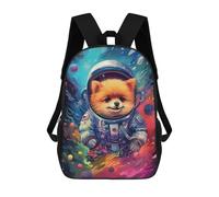 sinyumoney 3D Printed 17inch Backpacks Space Pomeranian Adventure -13 Children Backpacks Kids School Backpack Cute Travel Bags Outdoor Casual Daypack for Boys