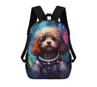 sinyumoney 3D Printed 17inch Backpacks Space Poodle Adventure -5 Children Backpacks Kids School Backpack Cute Travel Bags Outdoor Casual Daypack for Boys