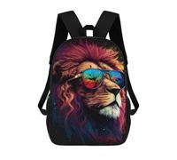 sinyumoney 3D Printed 17inch Backpacks Stylish Lion Sunglasses Art Print Children Backpacks Kids School Backpack Cute Travel Bags Outdoor Casual Daypack for Boys
