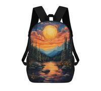 sinyumoney 3D Printed 17inch Backpacks Sunset Mountain River Children Backpacks Kids School Backpack Cute Travel Bags Outdoor Casual Daypack for Boys