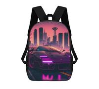 sinyumoney 3D Printed 17inch Backpacks Synthwave Sports Car Children Backpacks Kids School Backpack Cute Travel Bags Outdoor Casual Daypack for Boys