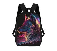 sinyumoney 3D Printed 17inch Backpacks Synthwave Wolf Children Backpacks Kids School Backpack Cute Travel Bags Outdoor Casual Daypack for Boys