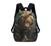 sinyumoney 3D Printed 17inch Backpacks Tiger in Tropical Forest Children Backpacks Kids School Backpack Cute Travel Bags Outdoor Casual Daypack for Boys