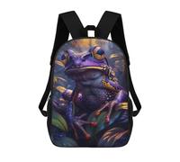 sinyumoney 3D Printed 17inch Backpacks Tropical Purple Frog Children Backpacks Kids School Backpack Cute Travel Bags Outdoor Casual Daypack for Boys