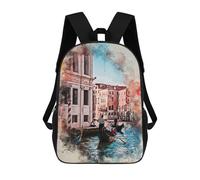 sinyumoney 3D Printed 17inch Backpacks Venice Italy Watercolor Children Backpacks Kids School Backpack Cute Travel Bags Outdoor Casual Daypack for Boys