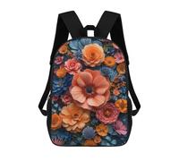 sinyumoney 3D Printed 17inch Backpacks Vintage Paper Flowers Children Backpacks Kids School Backpack Cute Travel Bags Outdoor Casual Daypack for Boys