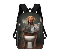 sinyumoney 3D Printed 17inch Backpacks Vizsla on The Toilet Children Backpacks Kids School Backpack Cute Travel Bags Outdoor Casual Daypack for Boys