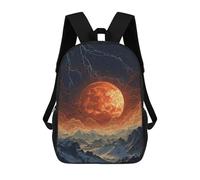 sinyumoney 3D Printed 17inch Backpacks Volcanic Planet Rising Over Snowy Mountains Children Backpacks Kids School Backpack Cute Travel Bags Outdoor Casual Daypack for Boys