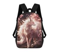 sinyumoney 3D Printed 17inch Backpacks White Sakura Kitsune Children Backpacks Kids School Backpack Cute Travel Bags Outdoor Casual Daypack for Boys