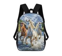 sinyumoney 3D Printed 17inch Backpacks Wild Horses in Mountain Stream Children Backpacks Kids School Backpack Cute Travel Bags Outdoor Casual Daypack for Boys