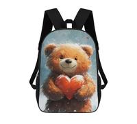 sinyumoney 3D Printed 17inch Backpacks Winter Teddy Bear with Heart Children Backpacks Kids School Backpack Cute Travel Bags Outdoor Casual Daypack for Boys