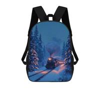 sinyumoney 3D Printed 17inch Backpacks Winter Wonderland Train Ride-1 Children Backpacks Kids School Backpack Cute Travel Bags Outdoor Casual Daypack for Boys