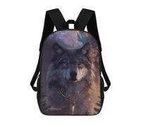 sinyumoney 3D Printed 17inch Backpacks Wolf And Deer in Space Children Backpacks Kids School Backpack Cute Travel Bags Outdoor Casual Daypack for Boys
