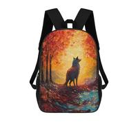 sinyumoney 3D Printed 17inch Backpacks Wolf Colorful Children Backpacks Kids School Backpack Cute Travel Bags Outdoor Casual Daypack for Boys