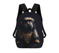 sinyumoney 3D Printed 17inch Black And Gold Monkey Children's School Bags Rucksacks High Capacity Travel Kids School Bag Fashion Book Bags Boy Girl Back Pack