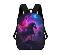 sinyumoney 3D Printed 17inch Black Unicorn in Nebula Children's School Bags Rucksacks High Capacity Travel Kids School Bag Fashion Book Bags Boy Girl Back Pack