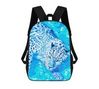 sinyumoney 3D Printed 17inch Blue Leopard in Water Children's School Bags Rucksacks High Capacity Travel Kids School Bag Fashion Book Bags Boy Girl Back Pack